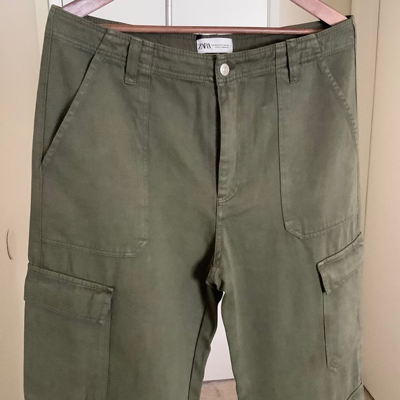 Zara New without Tags Cargo Pants / Size 12/ Dark Khaki - Picture 3 of 7